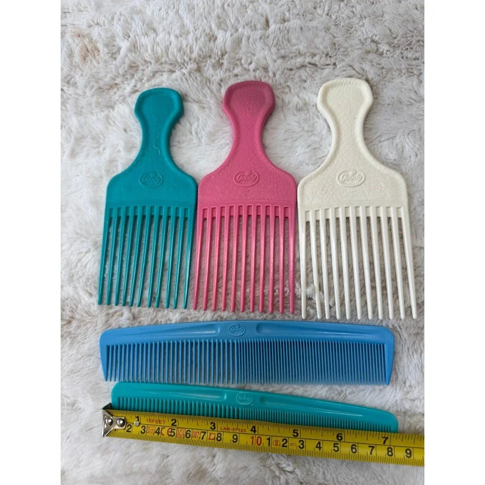 VTG Goody Hair Lift Pick Comb & Styling Combs Lot of 5 Blue, Pink, White, Teal